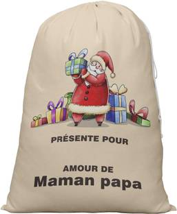Printtoo Large Drawstring Canvas Bag Christmas Sack Bag Santa Gift Sack Party Favor 2 Pcs Christmas Sack