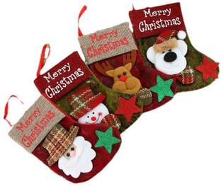 SNOWIE SOFT Christmas Stocking Set 4pcs for Home Decor Gift Santa Claus Tree Ornaments Decor Christmas Stocking