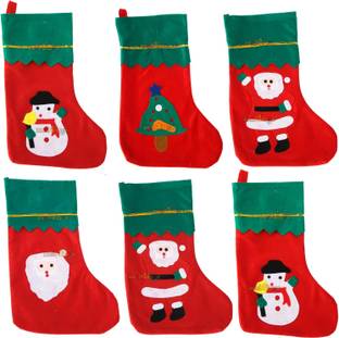prisma collection Christmas Stockings Socks Candy Gift Santa Tree Hanging Decoration Classic Red Tree Stand Pack of 6