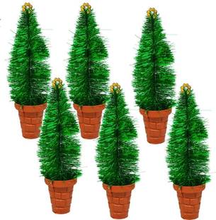 ME&YOU Christmas Tree Miniature, Christmas Décor item, Christmas Small Tree for Living Room, Office Table Miniature Christmas Tree Pack of 6