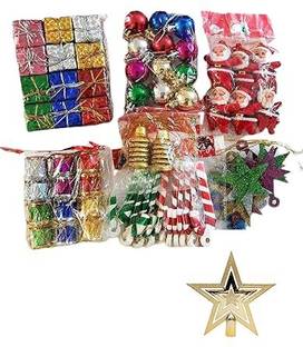 LAZYBEEE 70 Pcs Mini Christmas Tree Decoration Ornaments Set for Tree Decorations Tinsel Pack of 70