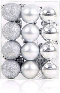 Vital Creations 5 Cm Large Christmas Balls Shatterproof Silver Christmas Ornaments 6 Pcs Balls Pack of 6