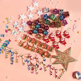 TIED RIBBONS Christmas Tree Decoration Combo Hanging Ornaments Pack of 64