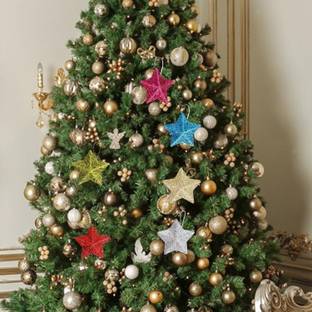 Brown Leaf Christmas Hanging Star Xmas Tree Hanging Ornaments Accessories Party Props Hanging Ornaments Pack of 6