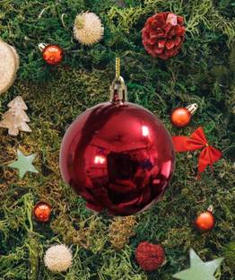 Vibgyor Products 6 Pieces Extra Large 80 mm Colour Christmas Baubles Christmas Tree Decorations Balls Pack of 6