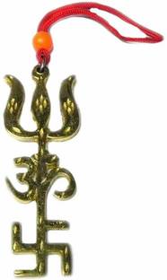 AB WORLD CLASS Tri Shakti Urja Yantra (swastik Om Trishul Symbol) Evil Eye Repellent Yantra Brass Yantra