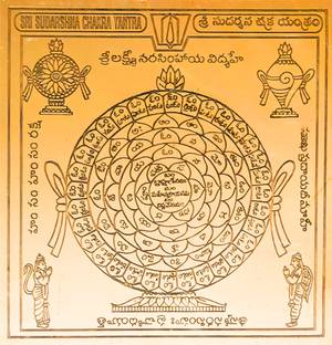aalayam selveer Sudarshan Chakra Yantra | Sudarshana Chakra Yantra Telugu Size 6 Inches Copper Yantra