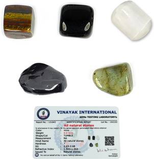 CRYSTU Certified Natural Black Magic Crystal Tumble Stone Kit for Reiki Healing Vastu Crystal Yantra