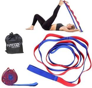 Fitcozi 10 Loop Design Yoga Belt for Stretching Exercises Polyester Yoga Strap