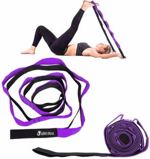 AJRO DEAL Yoga Belt 8 Loop Belt Yoga Strap for Hamstring Stretching & Workout Yoga Fitness Polyester, Cotton Yoga Strap