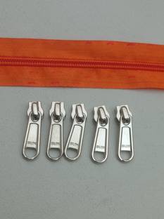 Togline ZIP NO. 5 ,5 MTR ORANGE ZIP AND 5 STAINLESS STEEL RUNNER Orange, Silver Nylon Two Way Open-ended Zipper