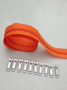 Togline ZIP NO. 5 ,5 MTR ORANGE ZIP AND 10 SUN STAINLESS STEEL RUNNER Orange Nylon Two Way Open-ended Zipper