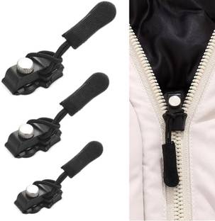 Pamidhar Zipper Repair Kit Zipper Slider– Instant Zipper Pull Size(S, M, L) Zipper Pull Black Metal Open-ended Zipper