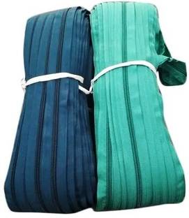 Togline ZIP NO. 5 AND 5 MTR SEA GREEN AND 5 MTR GREEN ZIP AND 10 STAINLESS STEEL RUNNER Green, Steel, Multicolor Nylon Two Way Open-ended Zipper