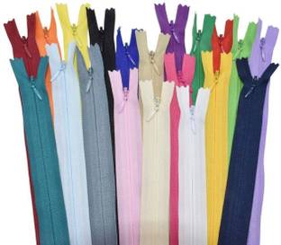 Lucknow Crafts 8 inch/22 cm - 25Pcs Multicolor, Multicolor Nylon Invisible Zipper
