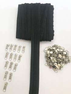 SoftSwiss ZIP#5 Roll 10 Meter + 50 Steel Zip Puller Black Nylon Open-ended Zipper