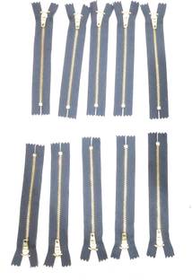 HBS 6inch Blue Brass Zippe(Pack of 10 Pcs) Blue Brass Open-ended Zipper Jeans Zipper Gold, Black Metal Open-ended Zipper