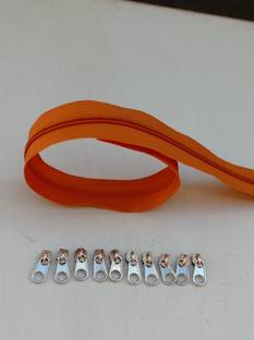 Togline ZIP NO. 3 ,5 MTR LIGHT BROWN (TINT) COLOR ZIP AND 10 STEEL RUNNER Brown, Steel Nylon Two Way Open-ended Zipper