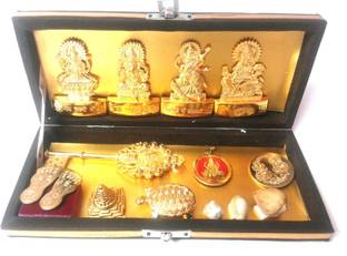 Divine Kraft Shri Dhanlaxmi Shri Kuber Bhandari Brass Yantra