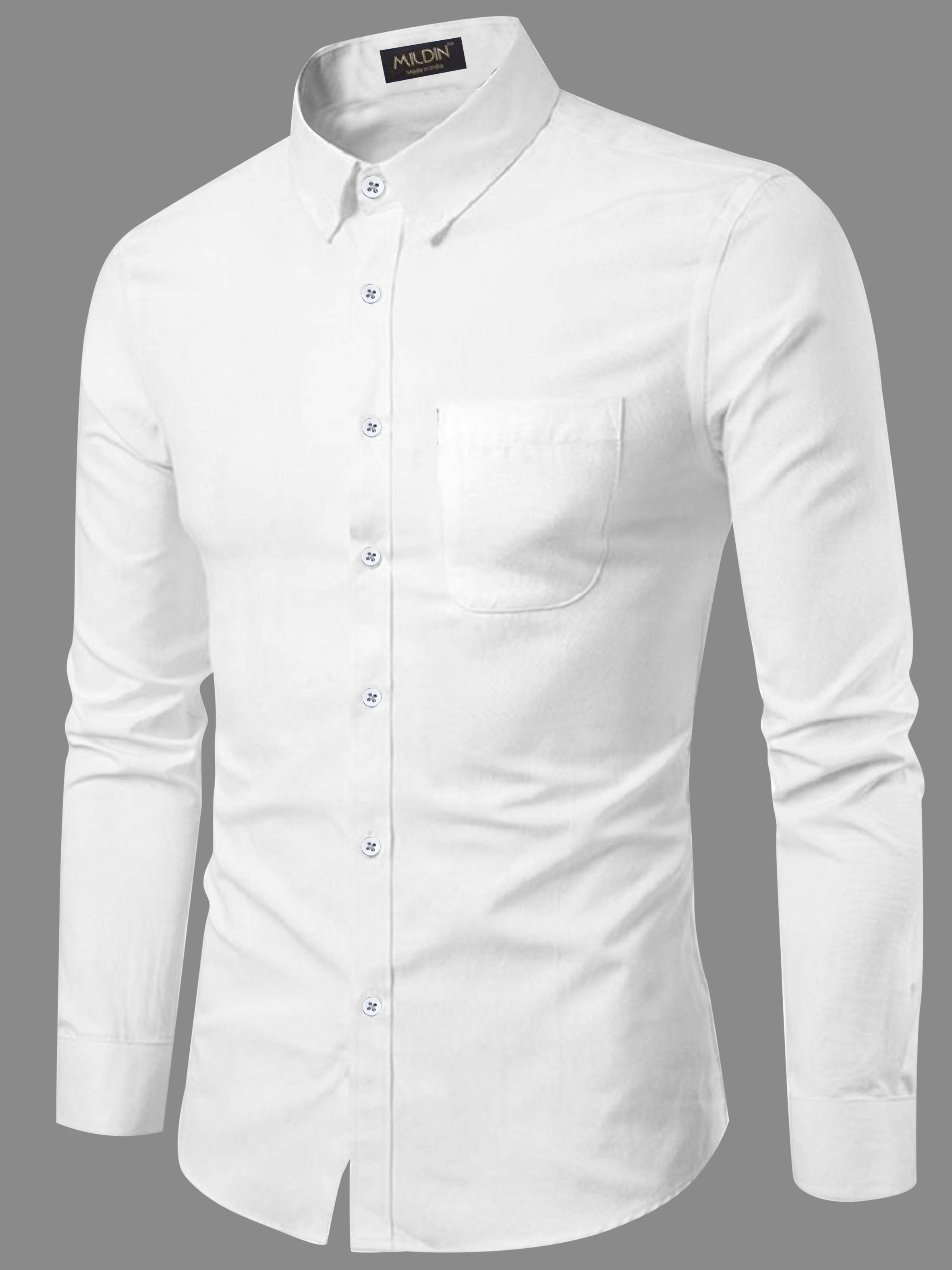 MILDIN Men Solid Formal White Shirt - Buy MILDIN Men Solid Formal White ...