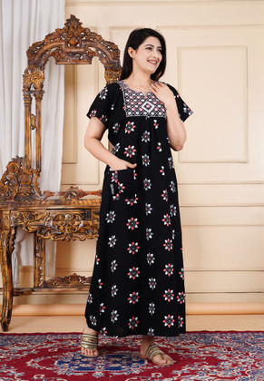 chinese dress ladies Buy Sunflower cotton maxi Online in India