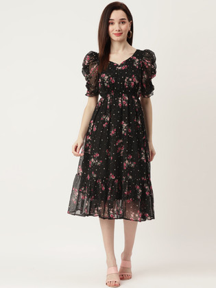 Midi Dress Short Western Dresses On Flipkart Price History Of Girls Midi/Knee  Length Casual Dress