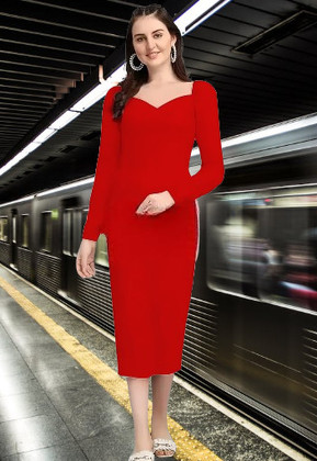 red colour one piece dress Delancy One Shoulder Maxi Dress