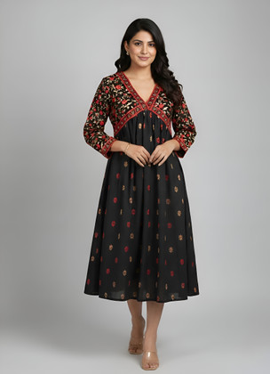 retro dress for ladies Retrolicious Garden Mouse Print Cotton Flare Dress Small main image 1