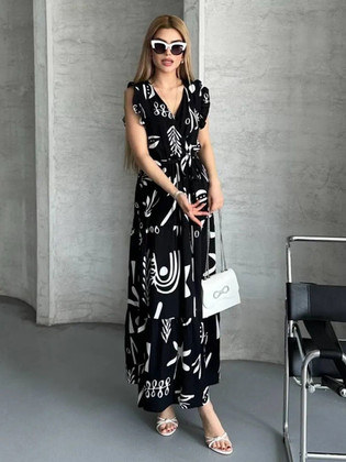 blue floral asymmetric frill split maxi dress Floral Frill Split Maxi Dress – AMELIE Savannah