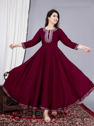 chinese dress ladies Beautiful Silk Anarkali Gown Model One Piece Maxi Long Dress for Girls Traditional Full Length Long Frock. Fits Size 36 main image 0