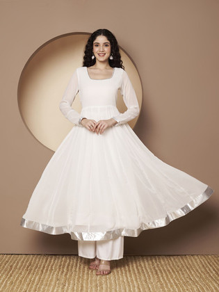 white anarkali dress Buy Dresses Online in USA Increase your wardrobe collection as you wear this versatile gown from the house of Pincity Trends Give yourself a best ethnic look by wearing this anarkali kurta White Anarkali - Buy White