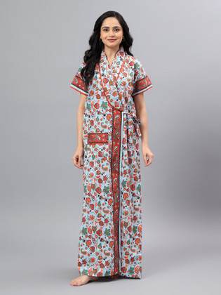 white christmas dresses Cotton Nightsuit For Women - Long Top & Pyjama Set main image 0