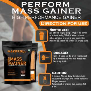 Nakpro Perform MassGainer High Protein&High Calorie Protein Powder 1Kg ...