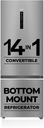 Haier 445 L Frost Free Double Door 2 Star Convertible Refrigerator with Convertible 14-in-11 hour IcingDigital Control Panel Inox Steel, HRB-4952BIS-P
