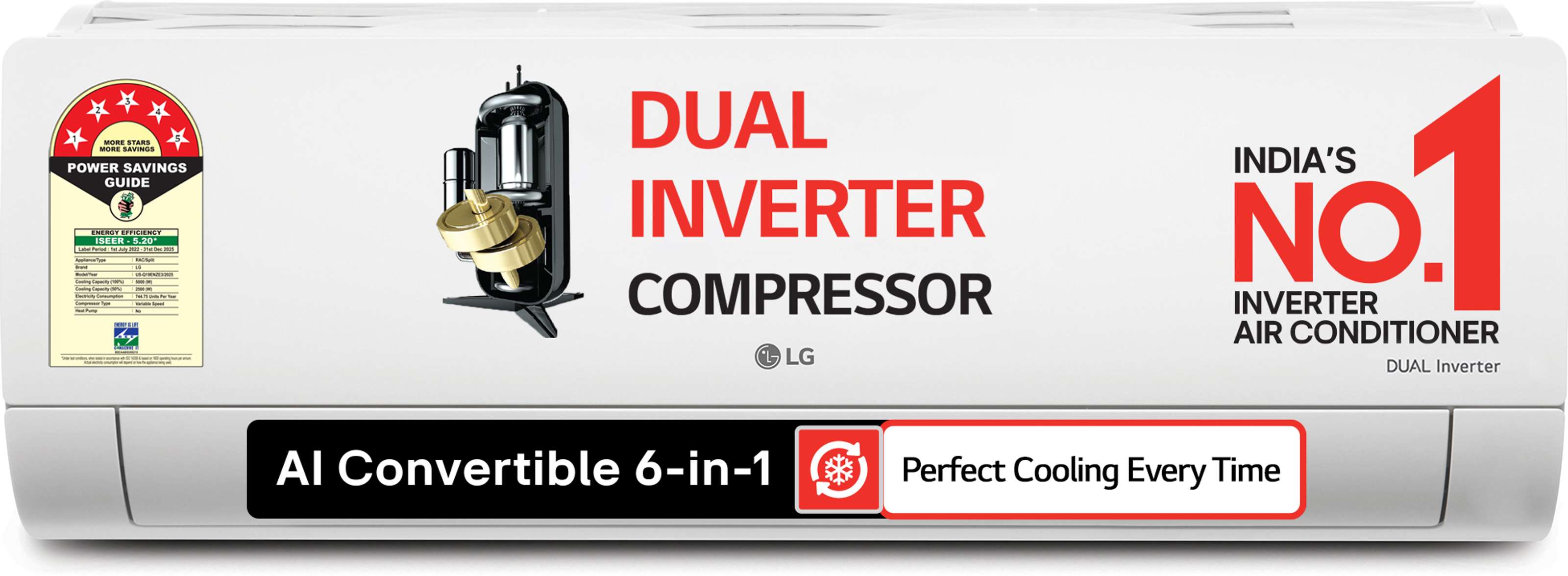 LG 2025 Model 1.5 Ton 5 Star Split AI Dual Inverter AI Convertible 6-in-1 Split with Faster Cooling and Energy Saving, 4 Way Air Swing, VIRAAT Mode and Diet Mode Plus AC AC (US-Q19ENZE3, White)