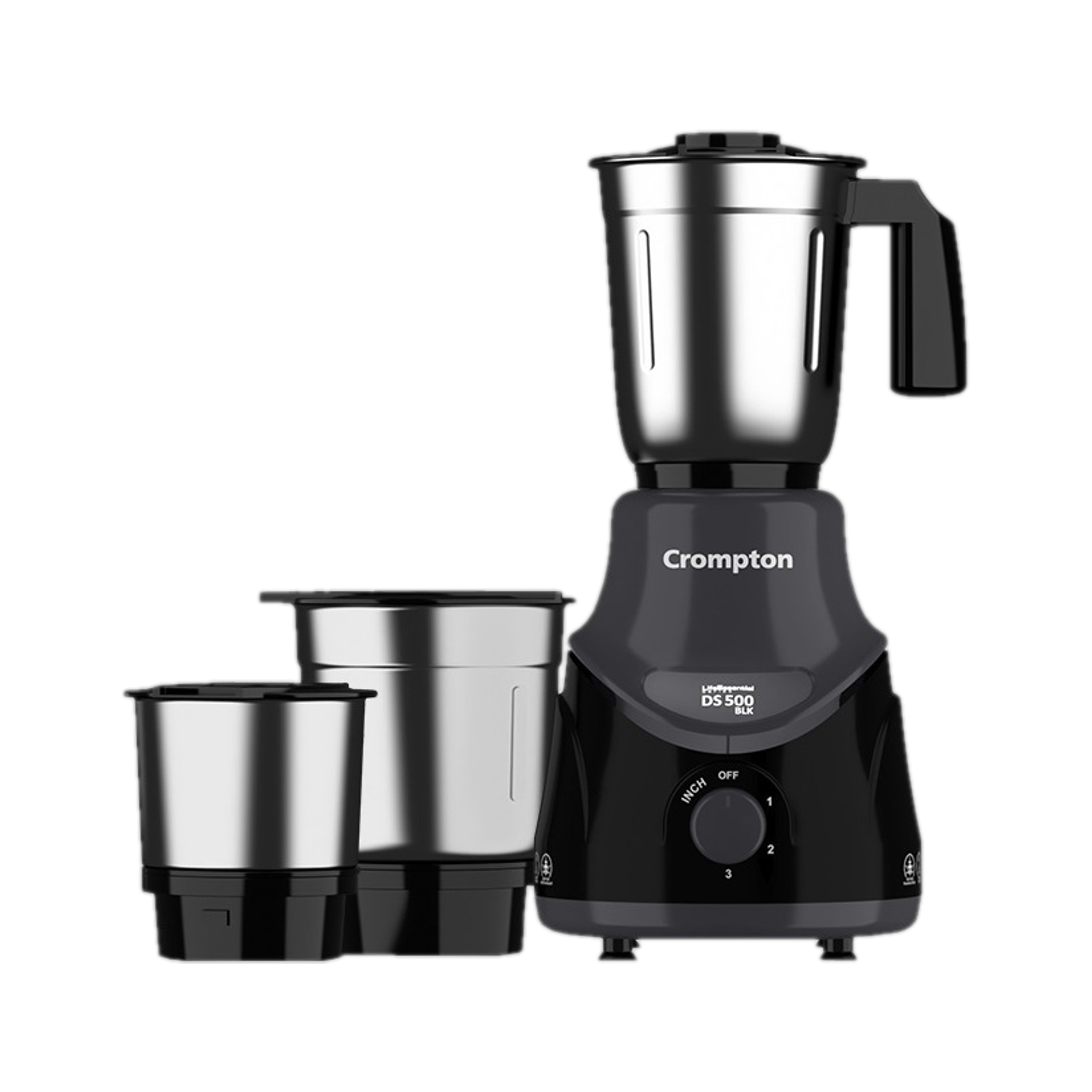 Crompton DS 500 W Mixer Grinder (ACGM-DS500W3J BLK-ACGM-DS500WBLKX | 3 Jars | Black & Grey)