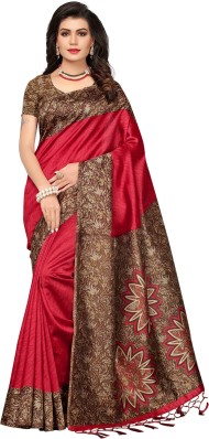 Indian Clothing Store GLE Womens Mysore Art Silk Saree with Blouse Ideal for Women & Girls Wine