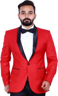 red colour coat suit