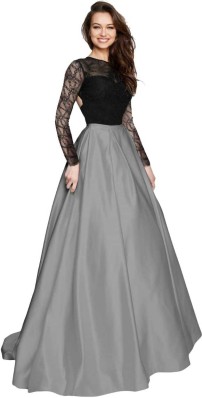 grey and black gown