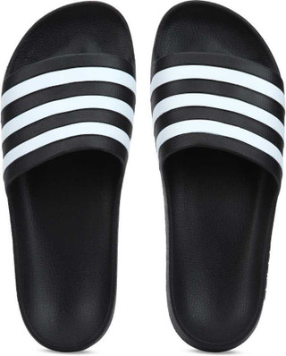 adidas black and white flip flops