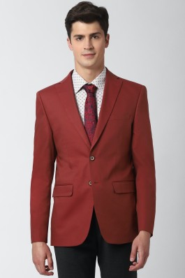 red colour coat suit