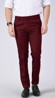 maroon pants and white shirt