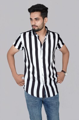 black and white striped shirt mens