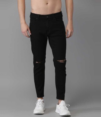 mens black damage jeans