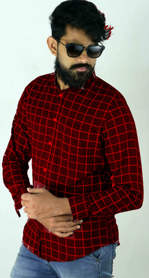 red and black colour check shirt