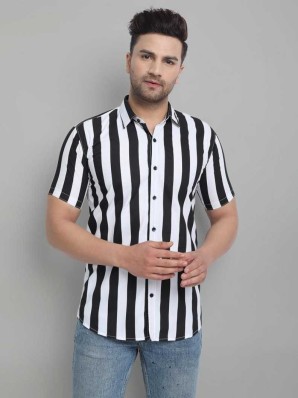 black and white striped shirt mens