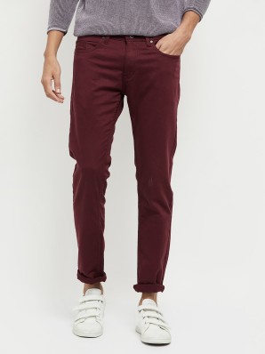 maroon colour jeans pant