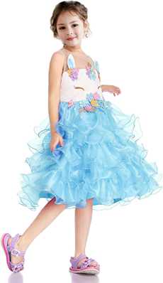 Infant Baby Girl Unicorn Long Sleeve Dress Kid Party Pageant Dresses Sundress AB