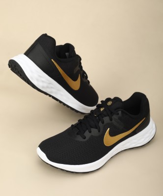 nike plain black running shoes