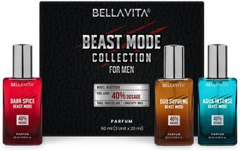 BELLAVITA Beast Mode Perfume Collection for Men (3x20ML) Long Lasting Fragrance|EDP Eau de Parfum - 60 ml